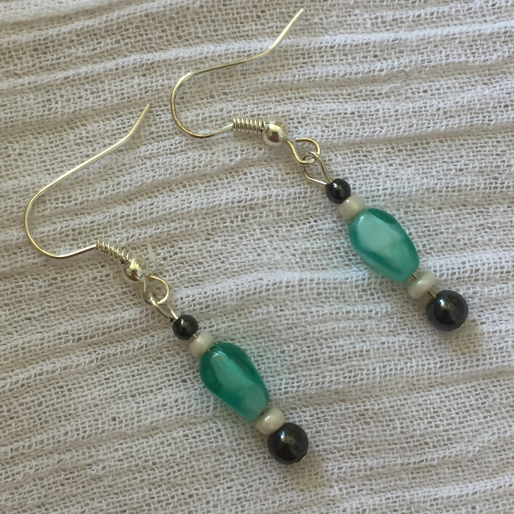 Tiny aqua dangle earrings
